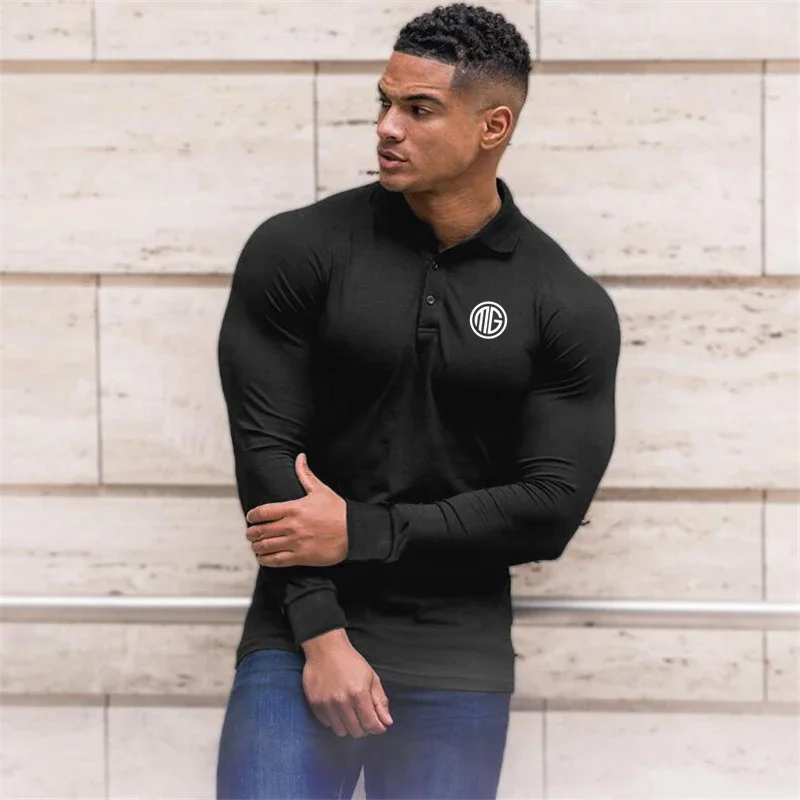 Running Shirt Sports Compression T Shirt Men Gym Long Sleeve Slim Fit T-Shirt Polo Top Male Workout Fitness Training Clothing