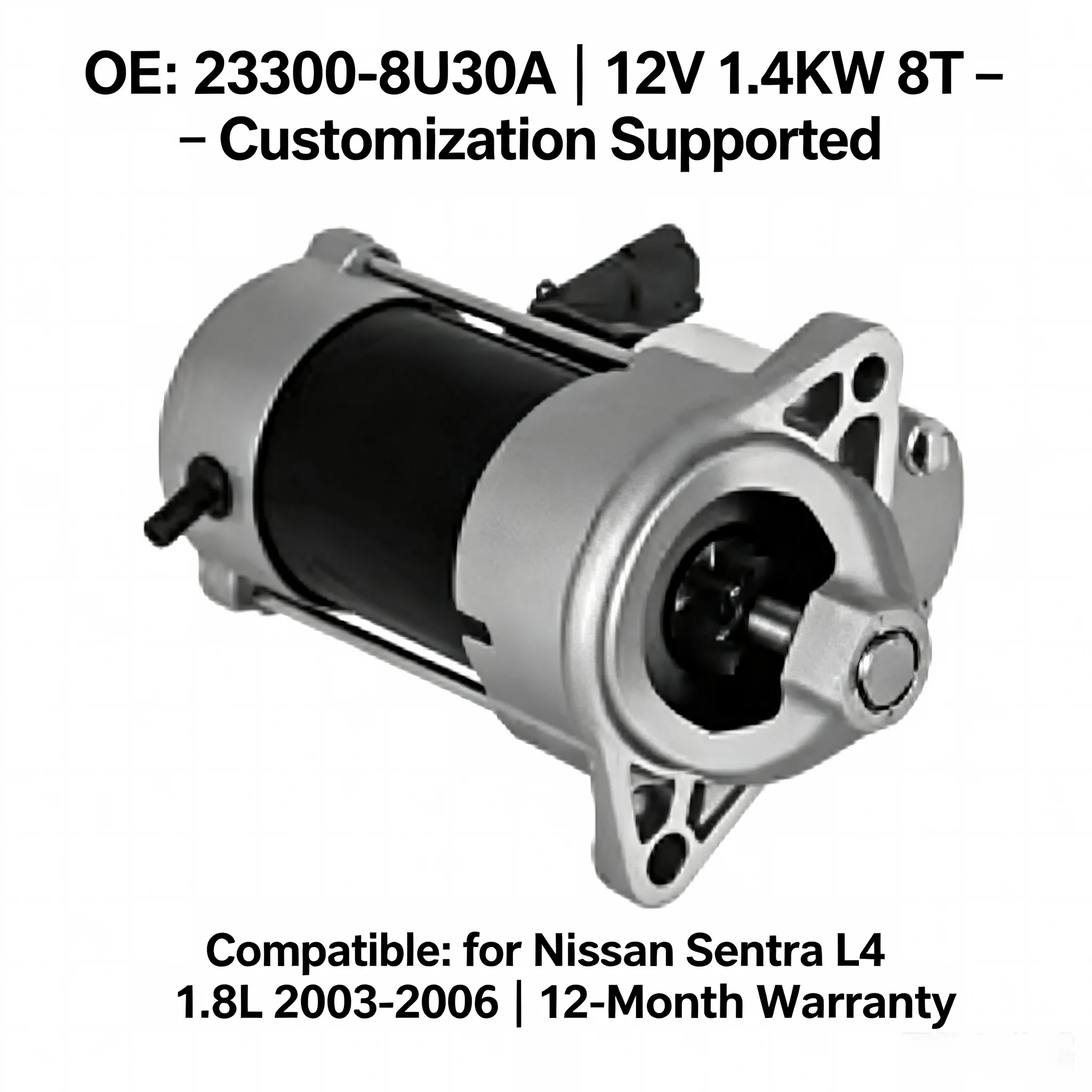 Starter Motor OE 23300-8U30A 12V 1.4KW 8T for For Nissan Sentra B15 2000-2006 Almera N15 N16 Almera Primera Sunny B13