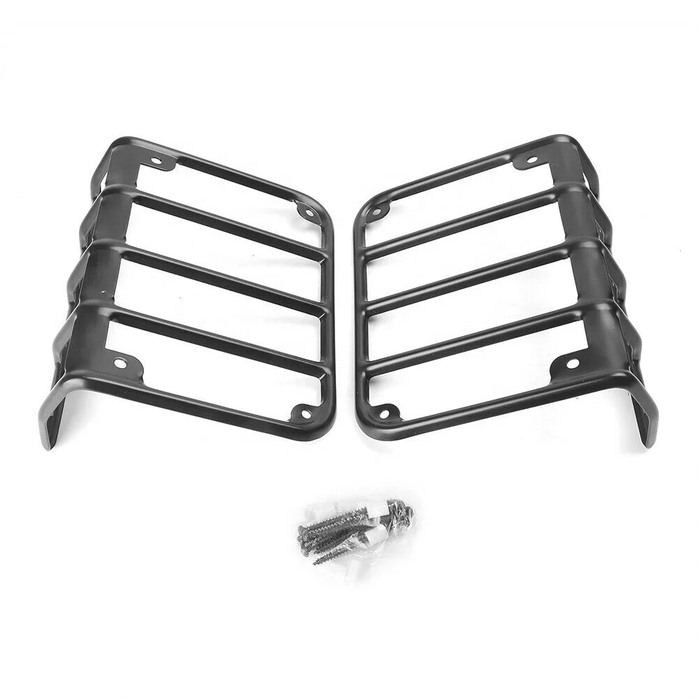 

Pair Car Rear Tail Light Cover Protector Black For Jeep Wrangler JK 2007-2016