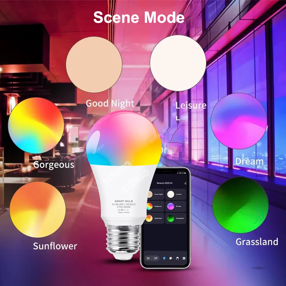 Tuya Wifi/Bluetooth Smart Led Light Bulb Alexa Led Lamp E27 RGB 110V 220V Smart Lamps Spotlight For Google Assisant Smart Life