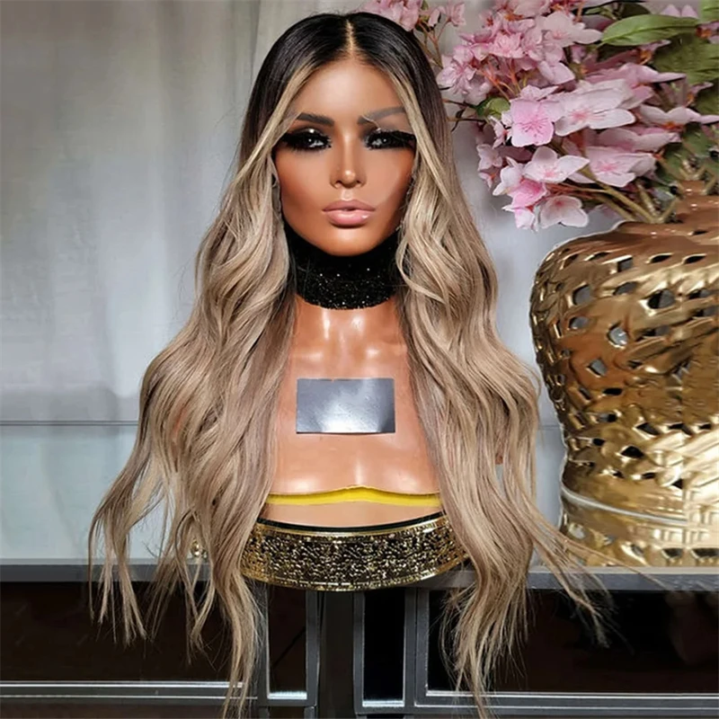 13x6 Ash Blonde Body Wave Lace Front Wig Brown Highlight Wig Transparent HD Lace Frontal Wig 13x4 Lace Front Human Hair Wigs