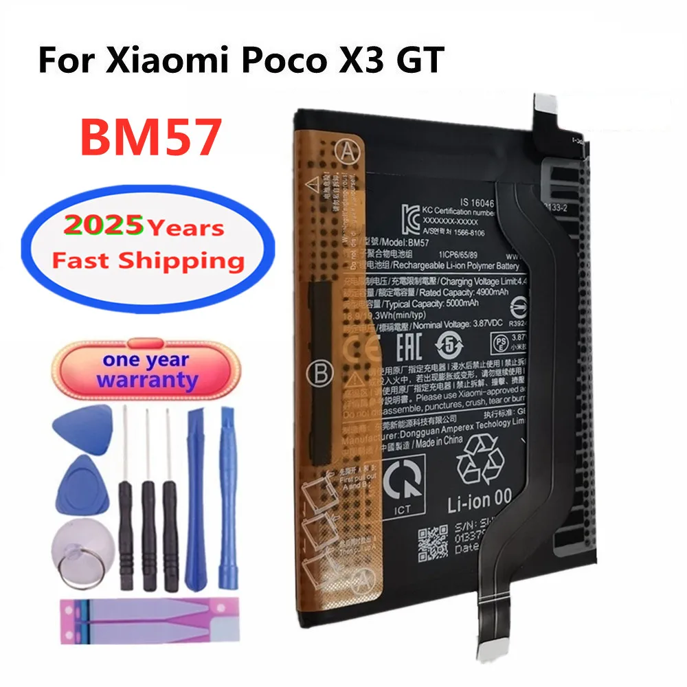 

2025 лет аккумулятор для телефона BM57 для Xiaomi Poco X3 GT аккумулятор 5000 мАч быстрая доставка + бесплатные инструменты