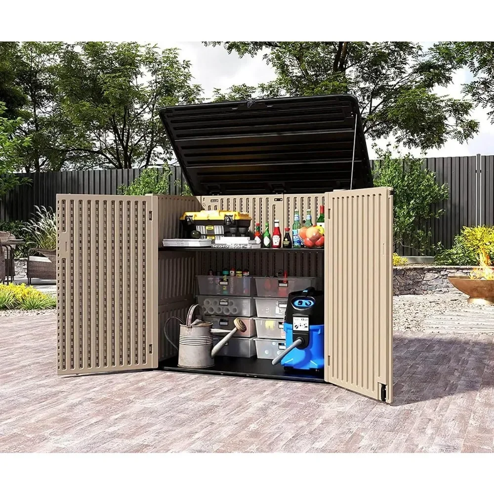 

Storage Shed Weather Resistance, Multi-Purpose Outdoor Storage Cabinet for Backyards and Patios, Horizontal Storage She