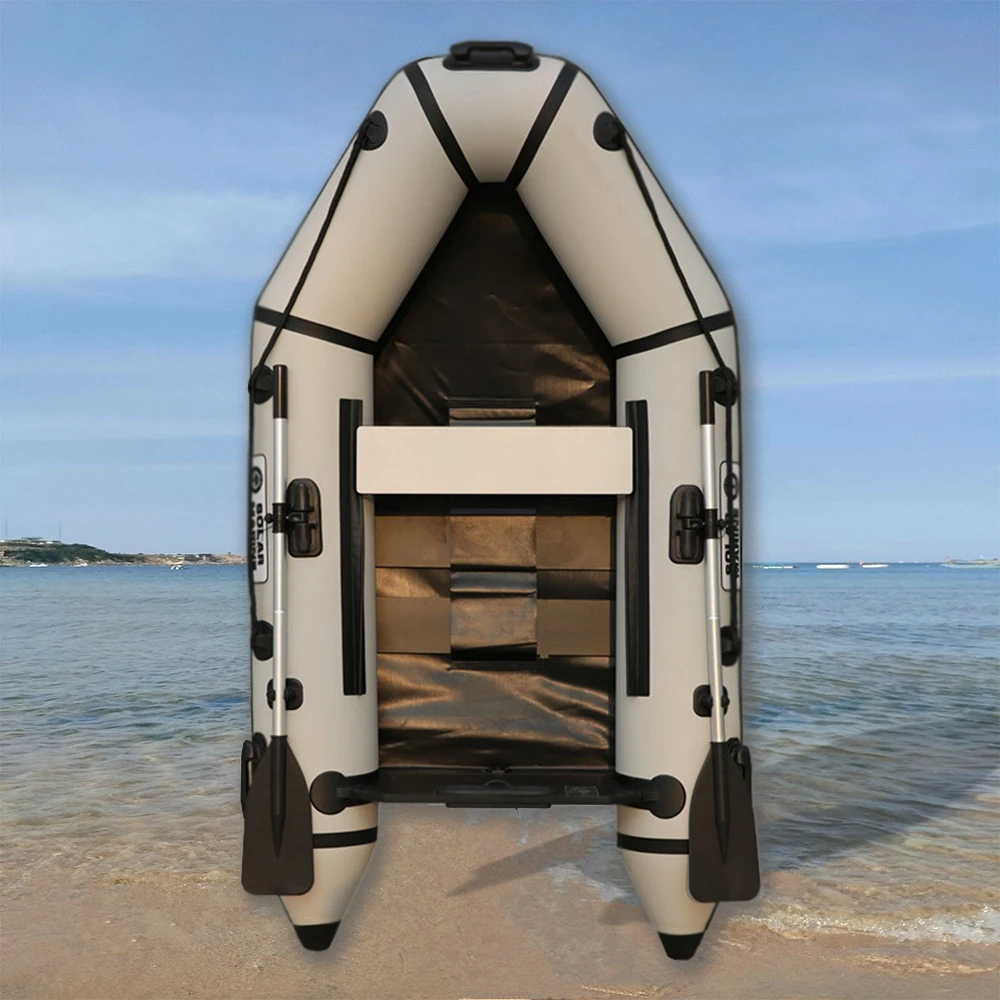 

Heat Weld Process Solar Marine 0.9 mm PVC 7.5 ft Inflatable Speed Boat Fishing Kayak 2 Person Rowing Canoe With Transom