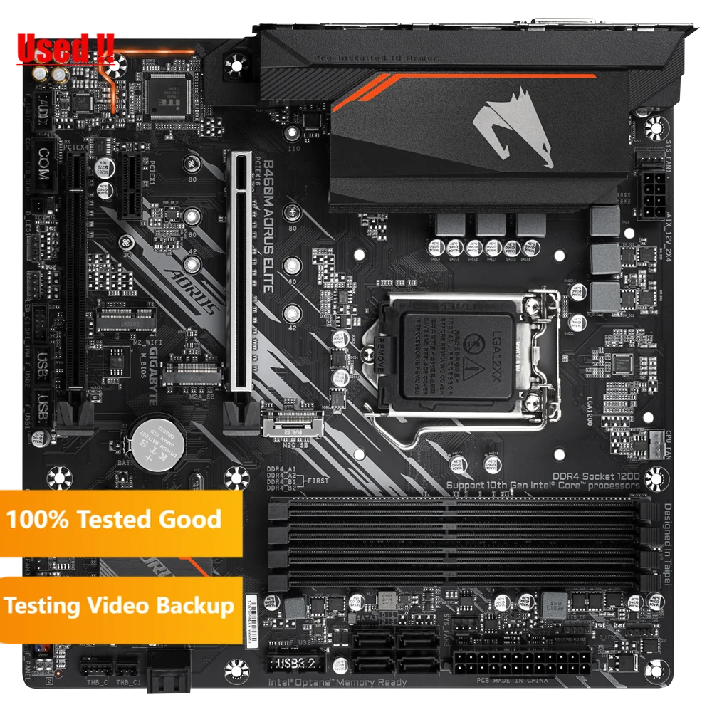 جيجابايت GA B460M AORUS ELITE Micro-ATX Intel B460 DDR4 M.2 128G دعم 10 gen LGA 1200 CPU تفكيك اللوحة الأم