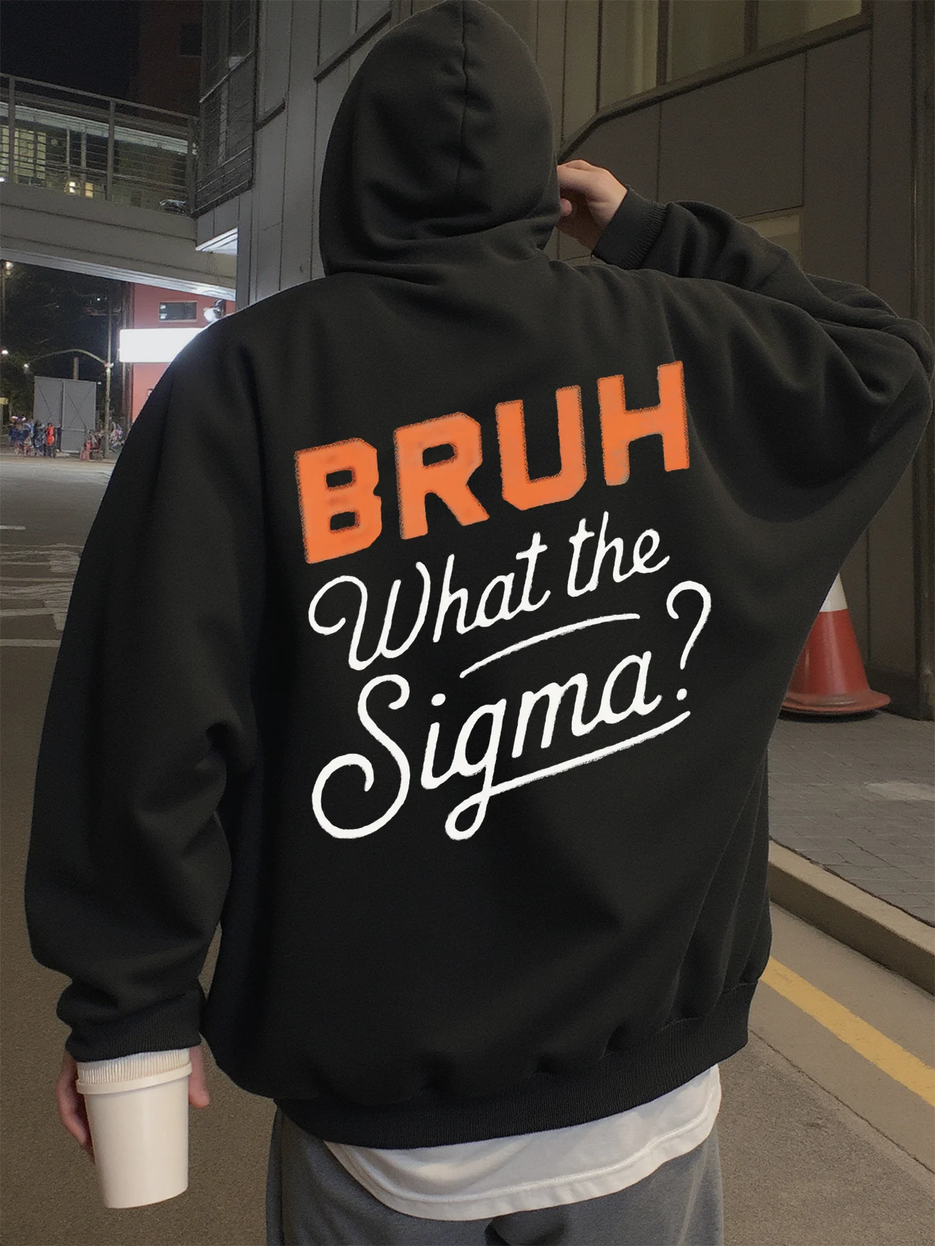 

Толстовка с капюшоном для мужчин Уличная одежда Bruh What the Sigma Дизайнерские толстовки с графическим рисунком для мужчин на весну, осень и зиму.