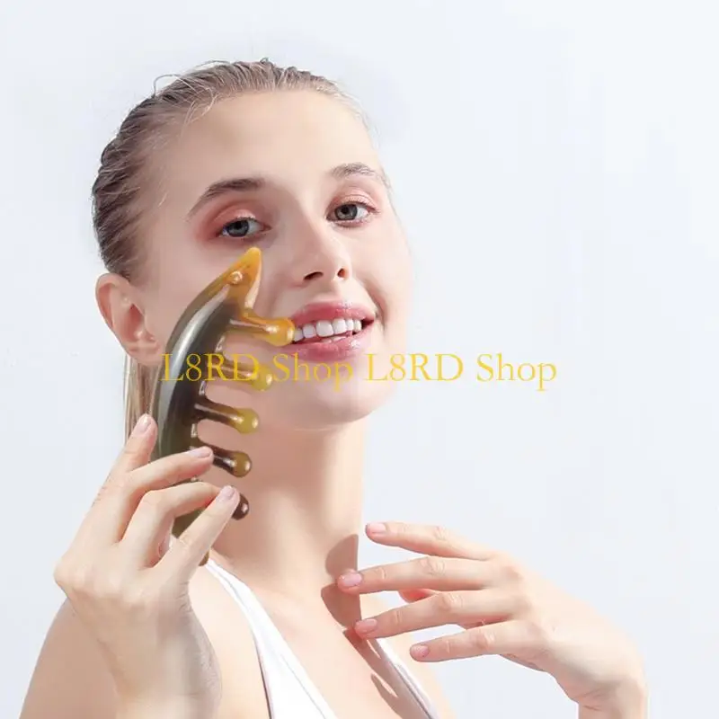 

L8RD Head Meridian Massage Comb Resin Five Wide Tooth Comb Acupunctures Therapy Blood Circulation Anti-static Smooth Hair