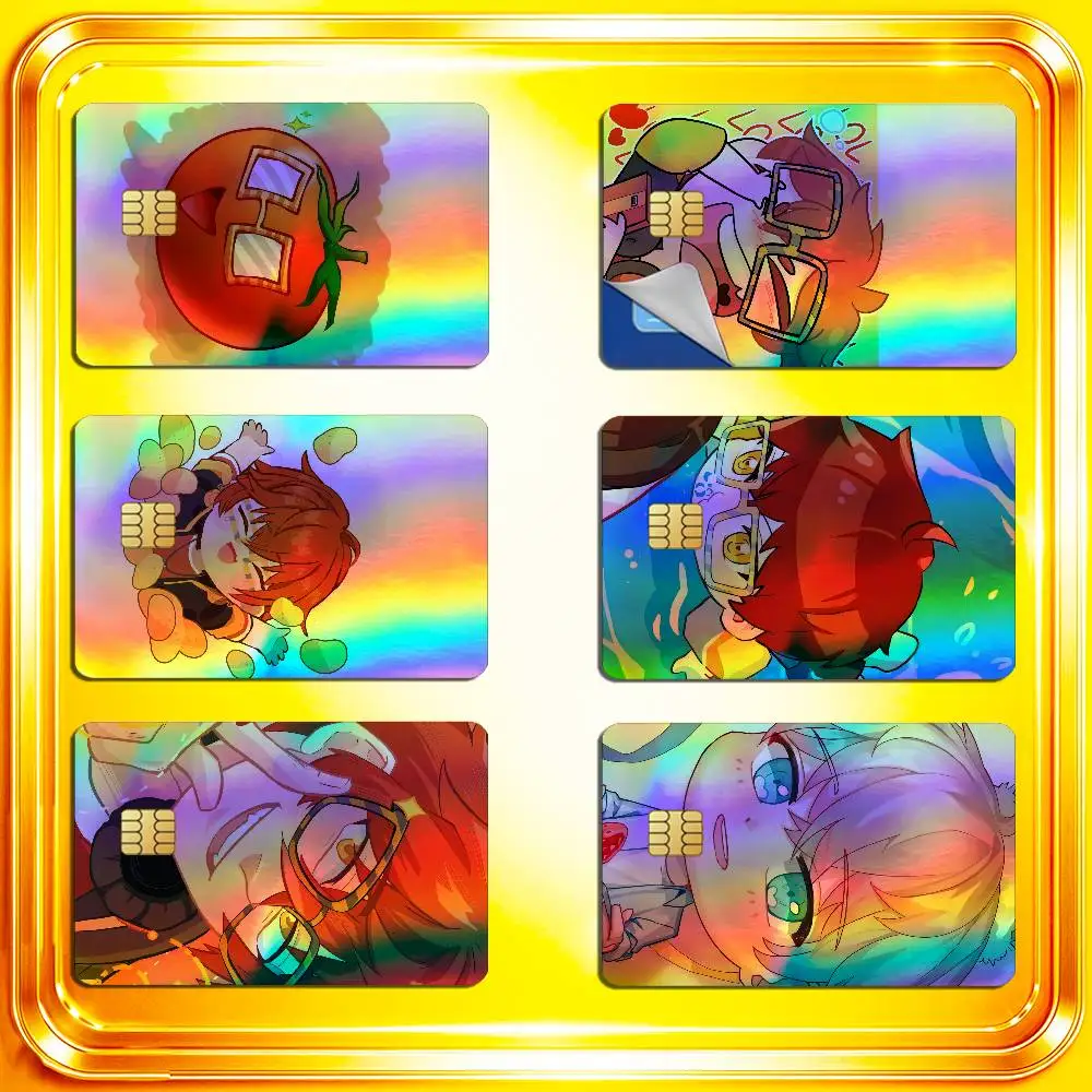 For Mystic Messenger 707 Credit Bank Sticker ID Access Card Cover Skin Rainbow Color Laser Stickers Film