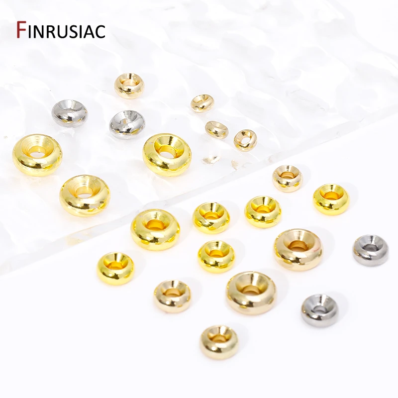 14/18K Gold Plated Brass Smooth Round Spacer Beads,Flat Loose Beads Separators For DIY Bracelet Jewelry Making Accessories image 3