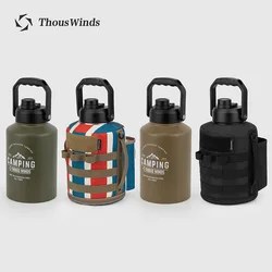 Thous Winds 2/3.8L Camping Kettle Outdoor Thermos Jug Picnic Tableware Coffee Pot 304 Stainless Steel Tourism Camping Supplies