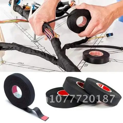 

15 Meter Flame Retardant Heat-resistant Tape Adhesive Coroplast Cloth Tape For Car Cable Harness Wiring Loom Protection