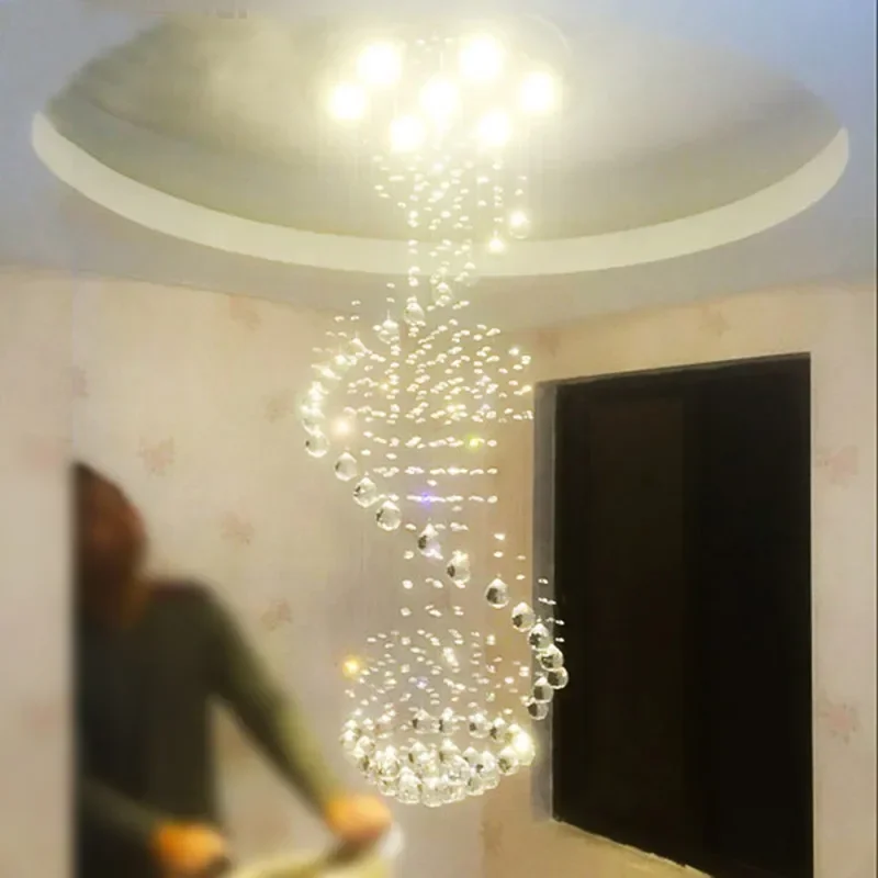 Best Price Modern K9 Crystal Chandelier Large Hotel Chandelier LED Staircase Light Lustre Crystal Ball Design 100% Guarantee