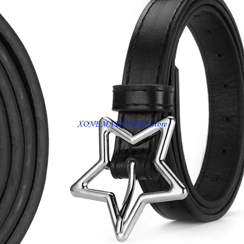 

F42F Подростковый пояс из сплава со звездой и пряжкой Harajuku Винтажный пояс для классических джинсов