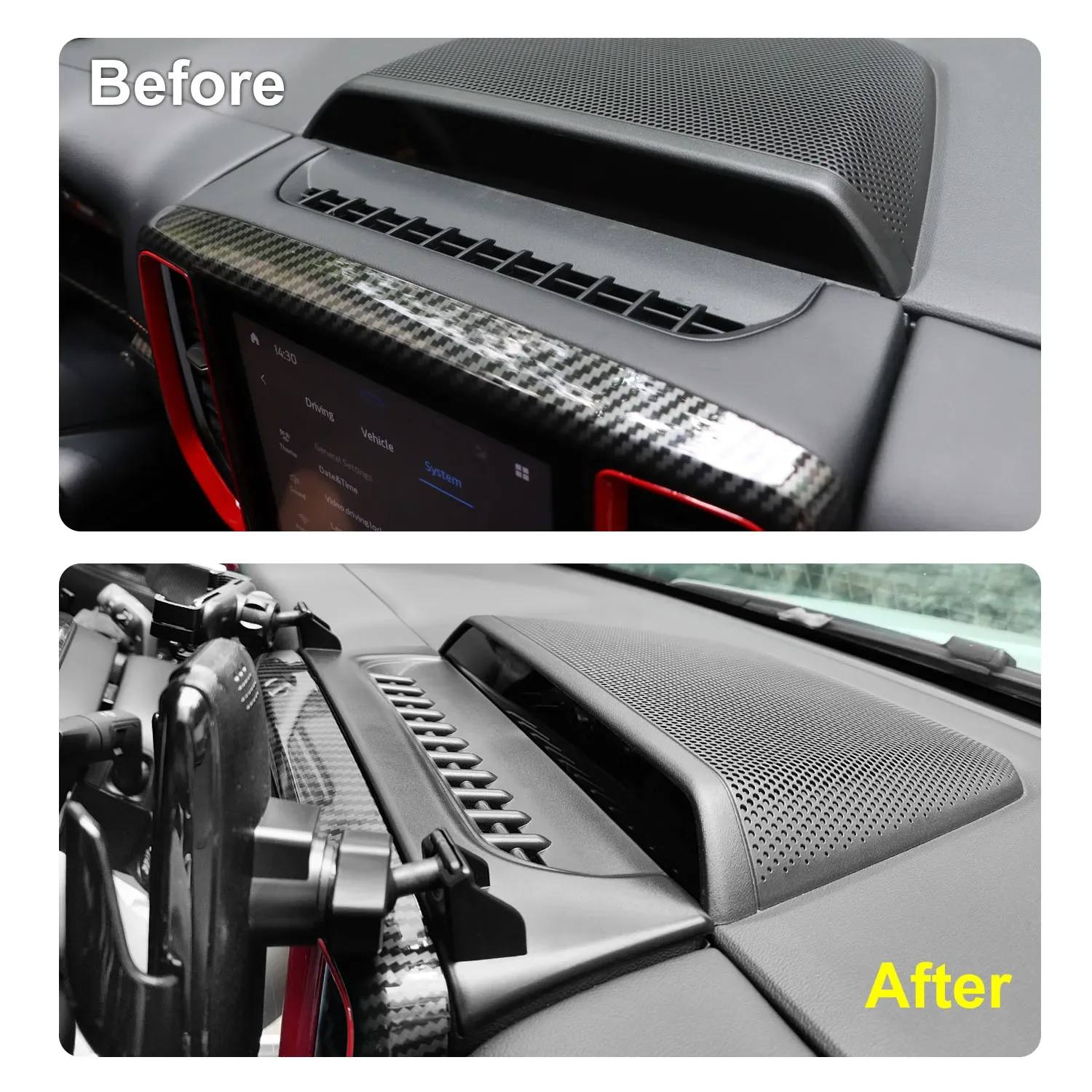 Car Center Navigation Screen Back Mobile Phone Mount Holder For Ford Ranger T9 2023 2024 Dashboard Panel Trim Auto Accessories