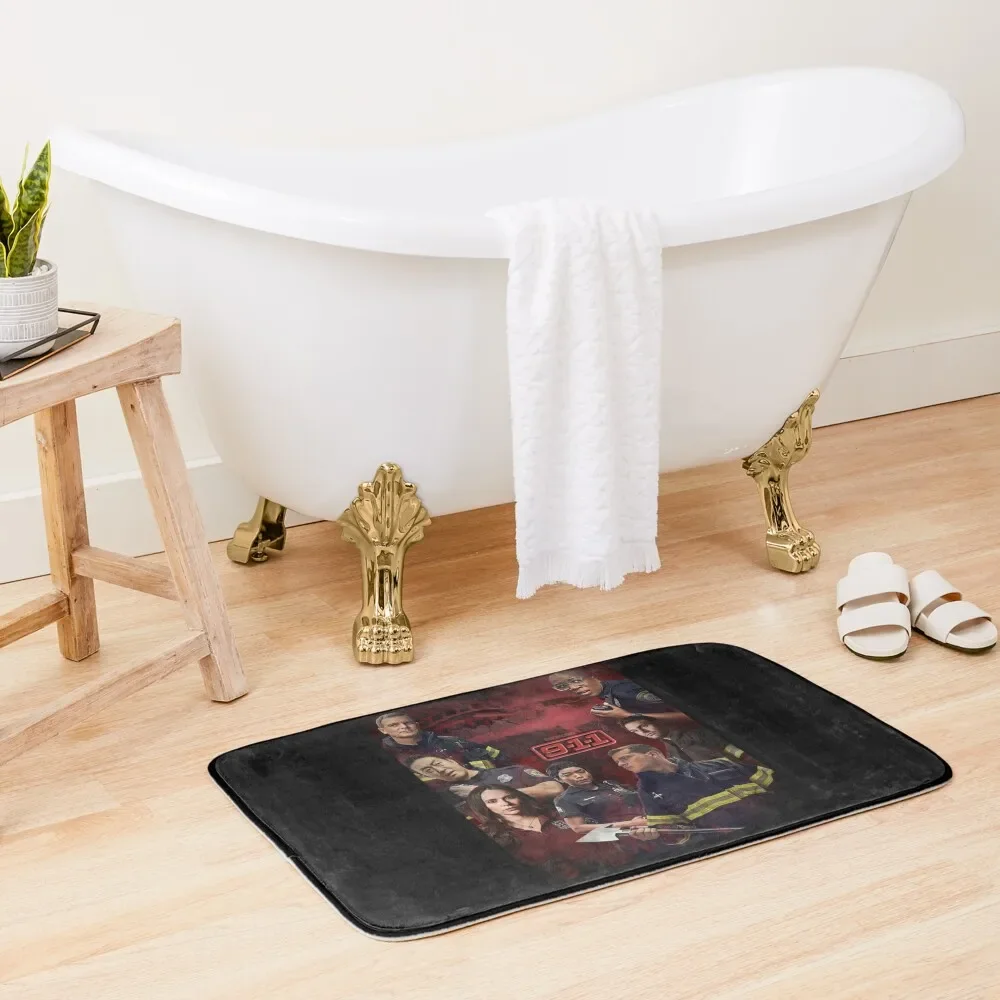 

9-1-1 - Red Glare Bath Mat Anti-Slip Bathtub Bathroom Slip Slip-Resistant Mat