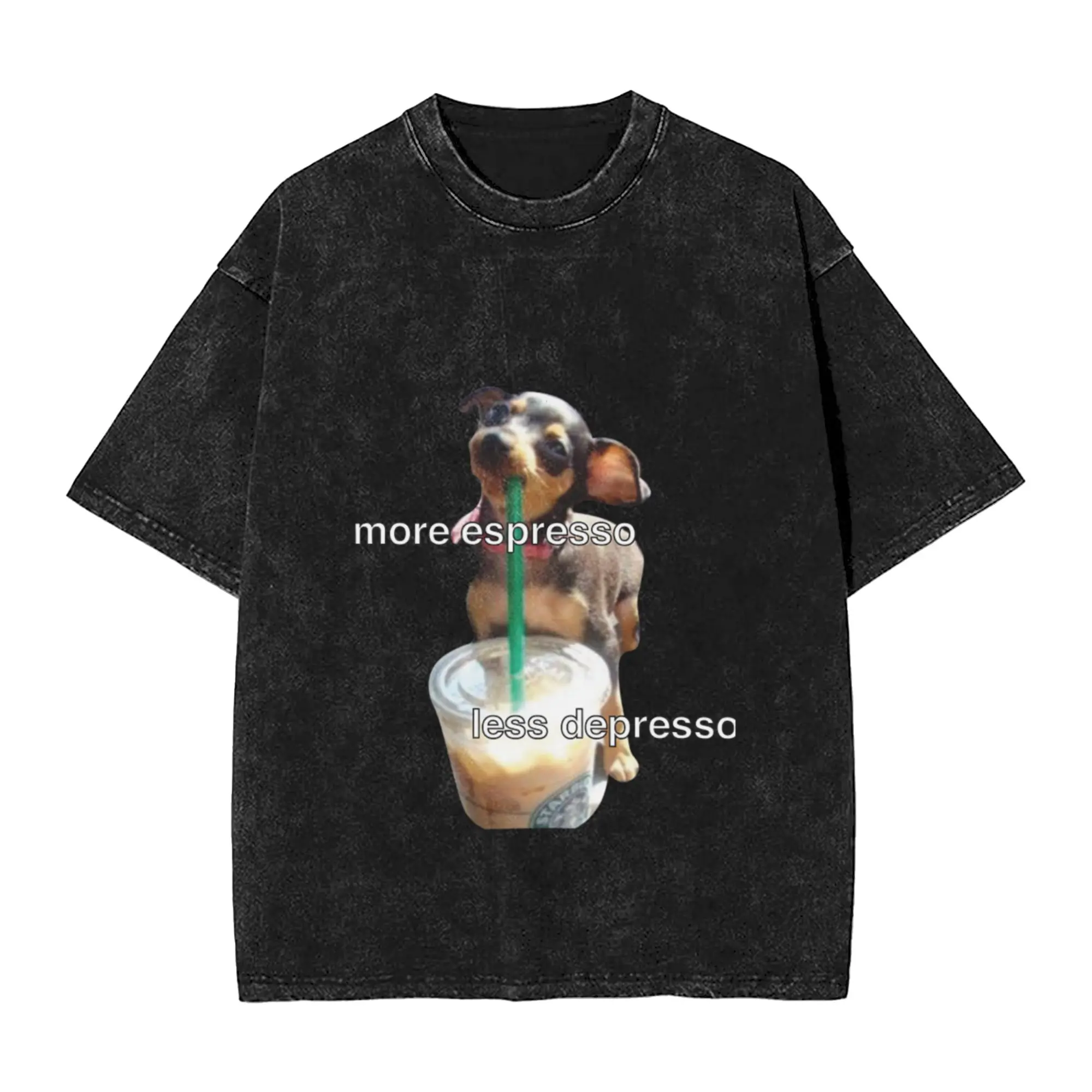 more espresso less depresso Classic Stylish A T-Shirt Oversized Short Sleeve Men's Women's Cotton Tees Tops
