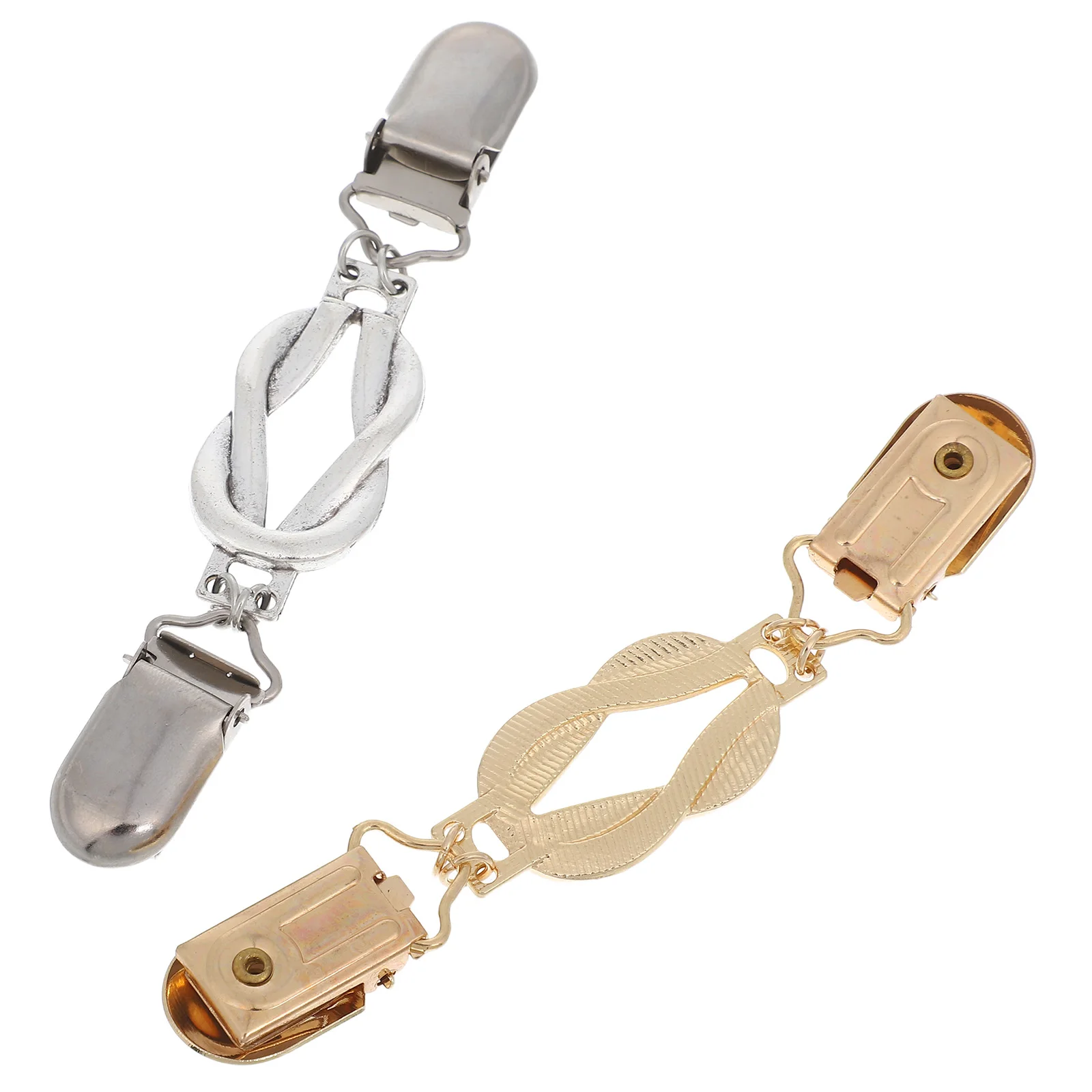 

2 Pcs Shawl Button Sweater Clip Collar Clips Dress Shirt Brooch Cinch for Women Cardigan Clasp Chain Alloy Miss