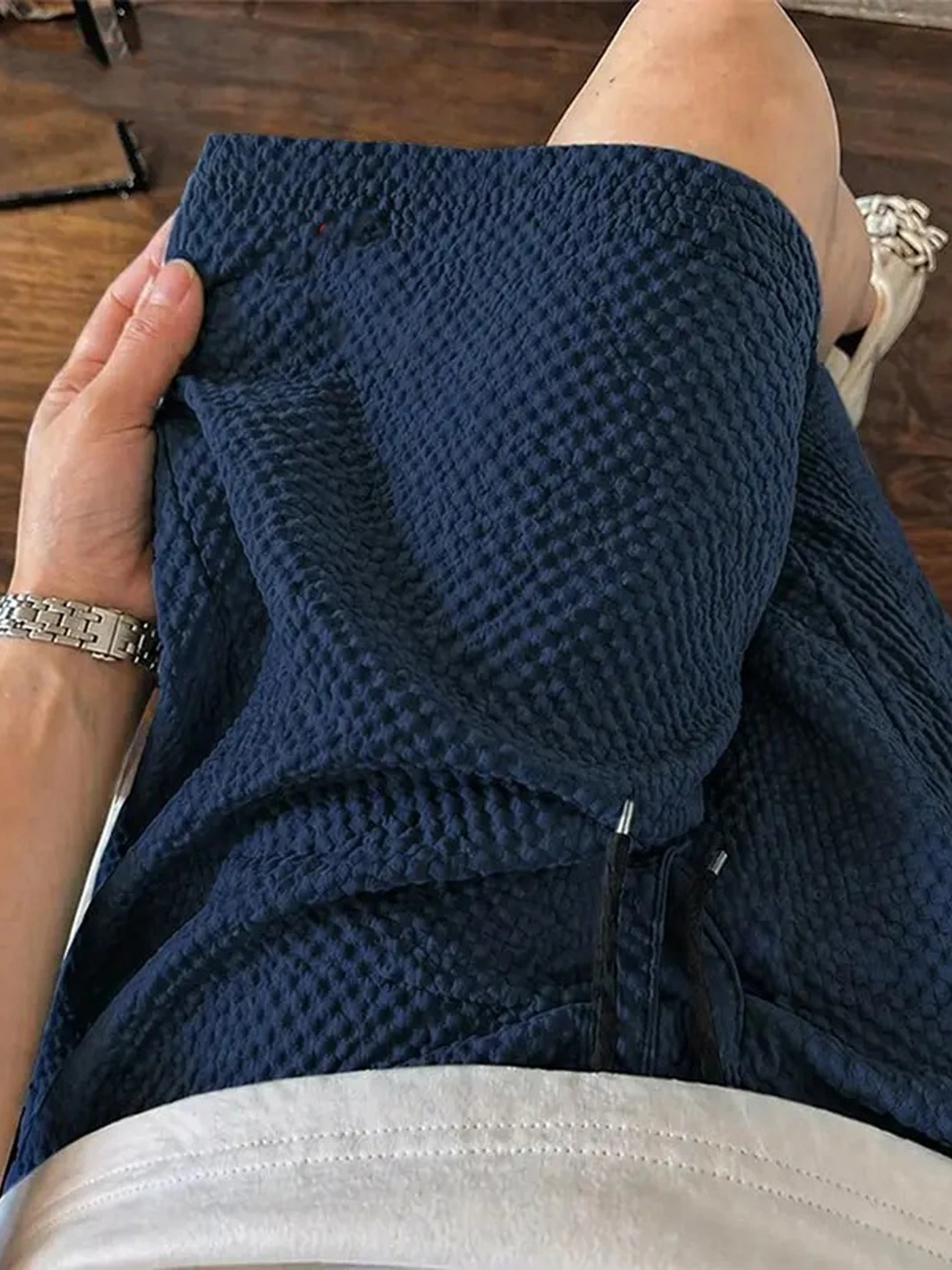 Quick Dry Bubble Cloth Shorts Men's Summer Textured Loose Breathable Sports Casual Five-Point Pants Polyester Fiber Youth Dai...