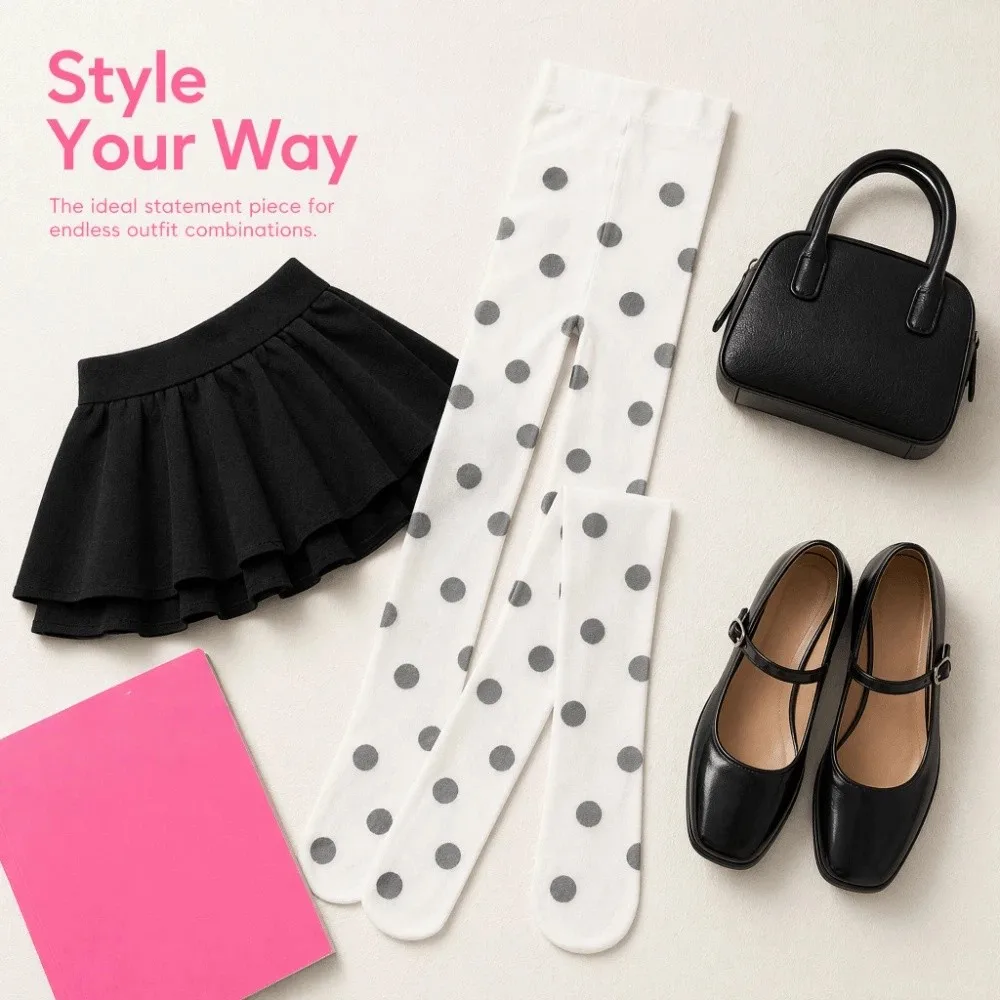 Tights Colorful Polka Dot Stockings Seamless Breathable Large Dot Pantyhose Slimming Thin Y2K Retro Silk Stockings Cosplay