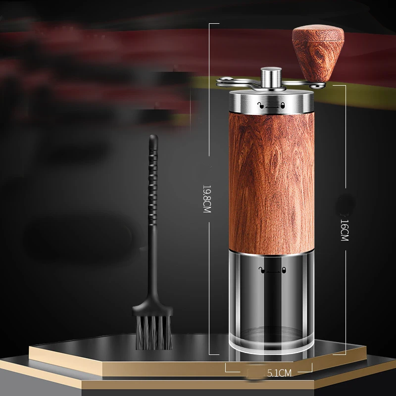 Manual Stainless Steel Hand Cranked Coffee Machine Multifunctional Wood Grain Coffee Grinder Portable Bean Grinder