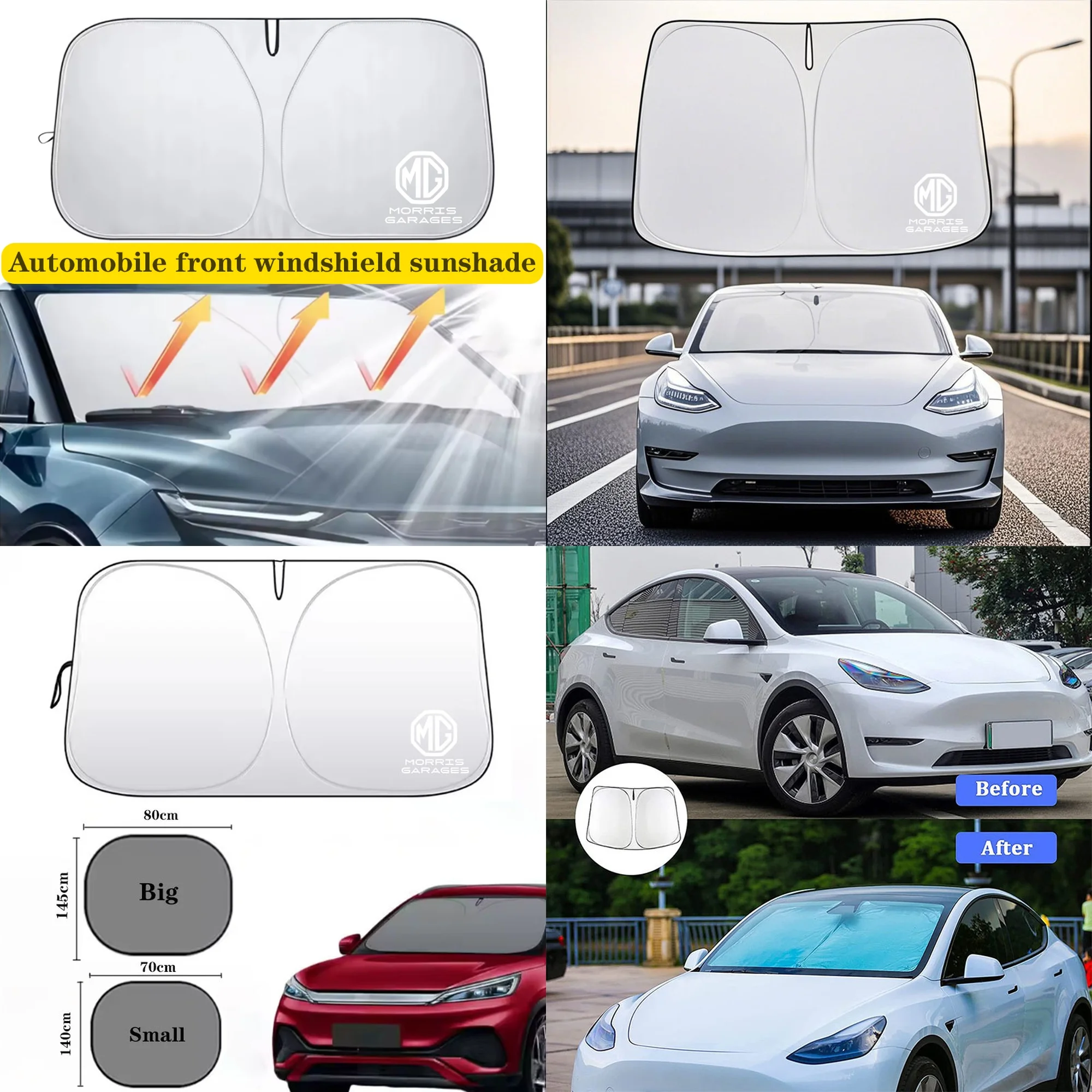 1Pcs UV Protection Windshield Sunshade For MG4 MG ZS MG HS MG5 MG7 MG Logo Car Front Window Accessories