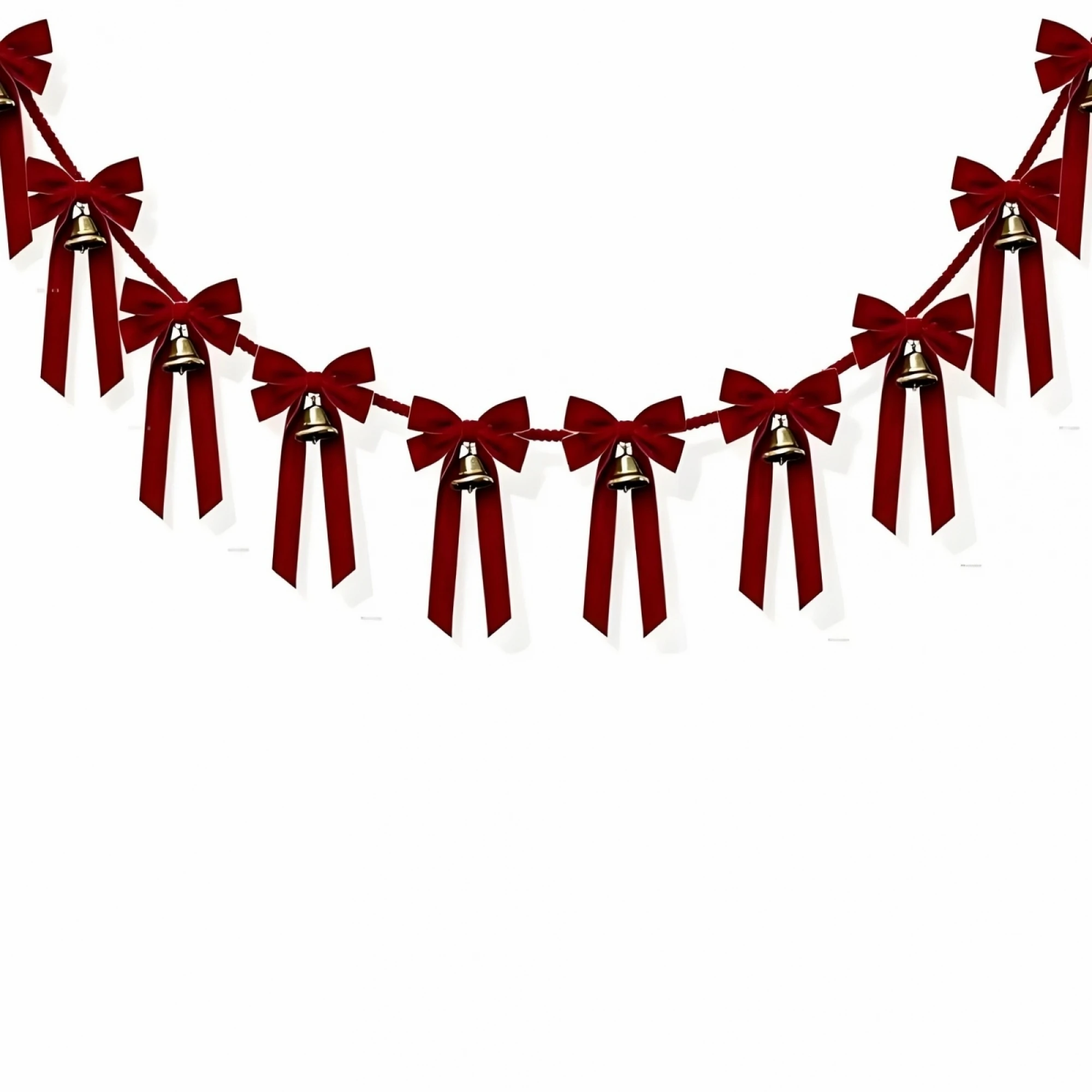 Christmas Bow Banner Red Holiday Home Decor Party Favor with Bells Present