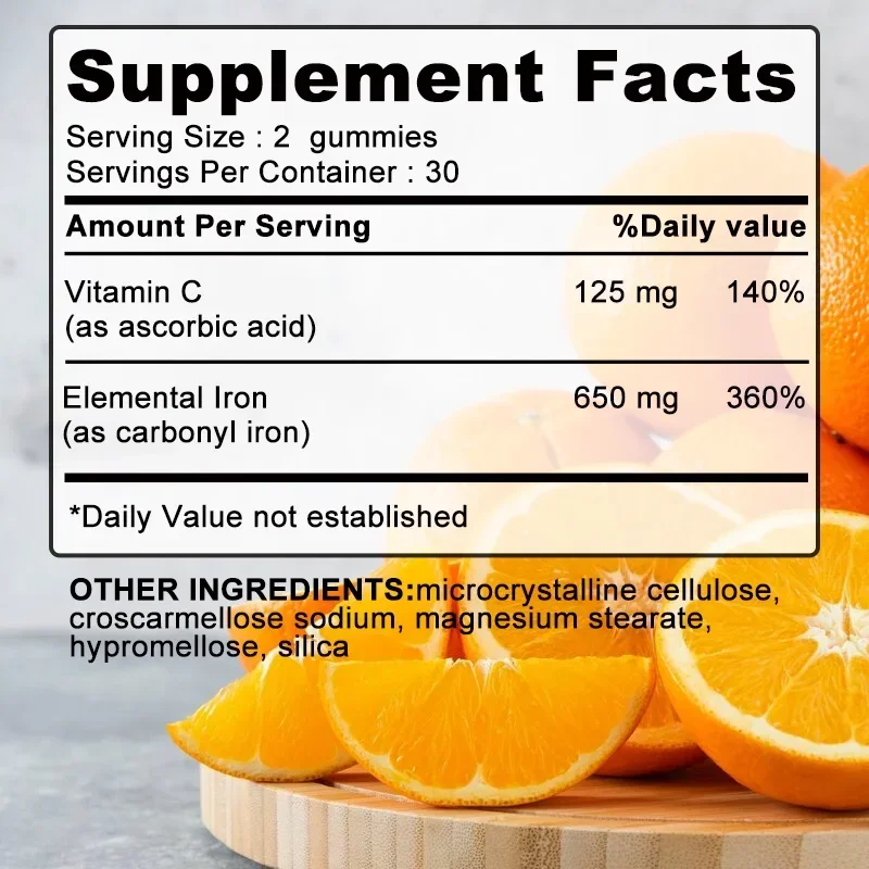 Iron Gummies 650mg - Reduce Constipation, Promote Digestive Health, and Strengthen Immunity