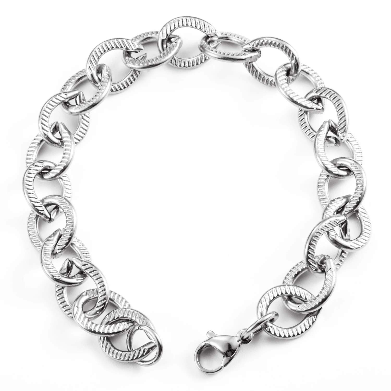 10mm Stainless Steel Fashion Handmade Link Big Circle Chain Bracelet Anklet Jewelry For Women Gril