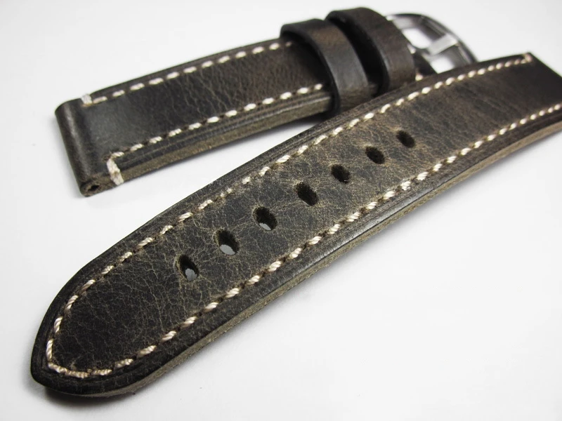 

18 19 20 21 22 24mm Retro Grey Handmade Wrist Band First-Rate Cowhide Leather Watchband Bracelet Men Straps GENUINE LEATHER Belt