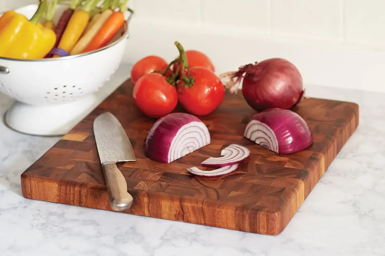 14 Inch Square End Grain Acacia Wood Chef Board