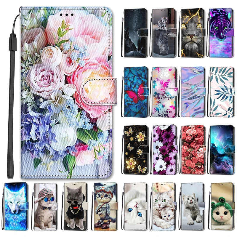 Flower Pattern Flip Case For Xiaomi Redmi Note 8 2021 8T Note8 Pro 8Pro Note8t Wallet Leather Phone Case Stand Book Cover