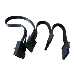 4Pin IDE Molex naar 3-poorts 15Pin SATA-voedingskabel Snoer Lood 18AWG Draad voor harde schijf HDD SSD PC Server DIY Zwart