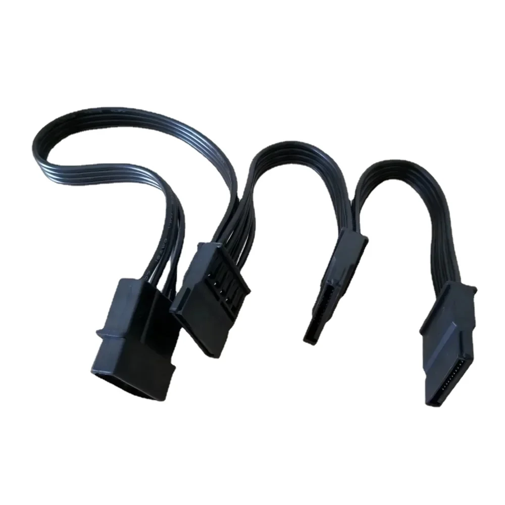 4Pin IDE Molex to 3-Port 15Pin SATA Power Cable Cord Lead 18AWG Wire For Hard Drive HDD SSD PC Server DIY Black