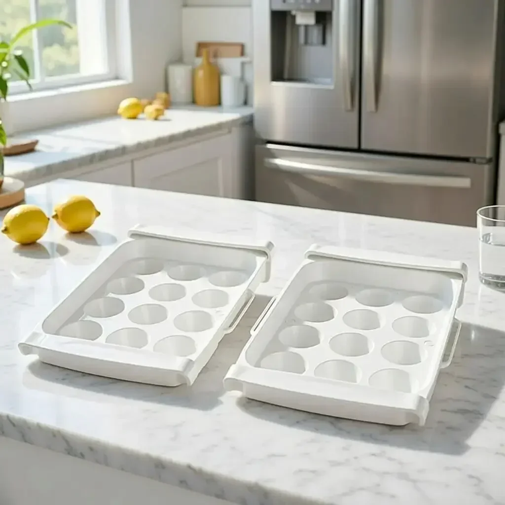 2 Pack Snap-On Refrigerator Egg Drawer – Adjustable Holder Fits 2 Dozen Eggs Each, Space-Saving Organizer to Protect & Store