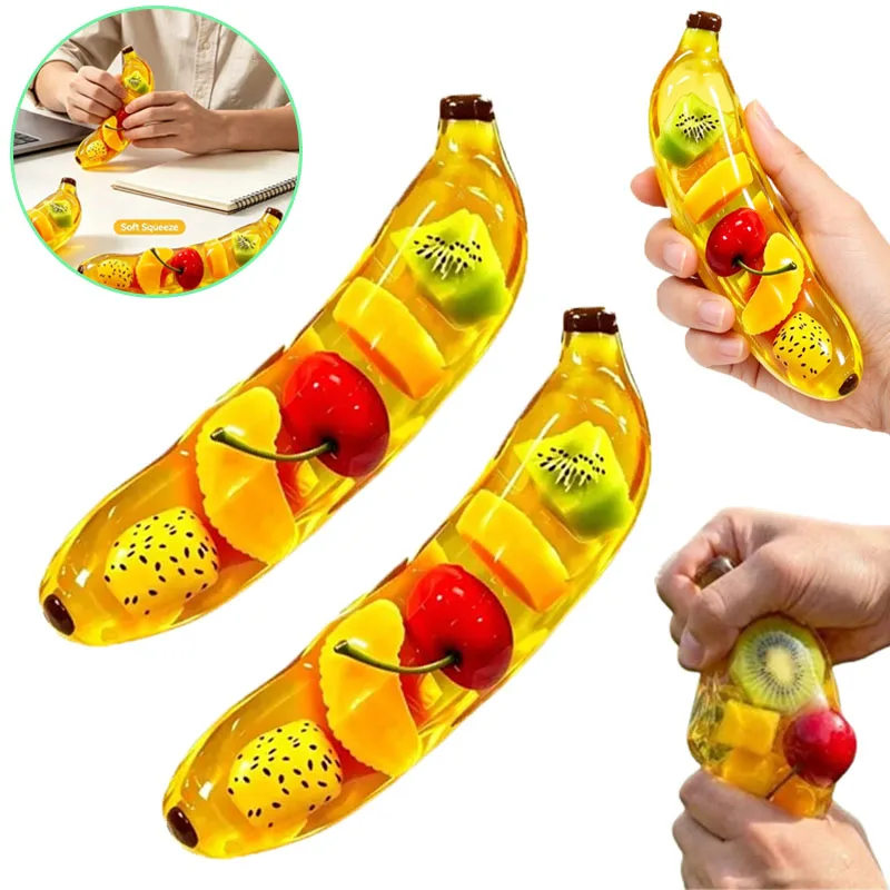 1-8PCS Slow Rising Banana Squishy Maltose Soft Squeeze Stress Relief Decompression Fidget for Adults Office Desk Gift