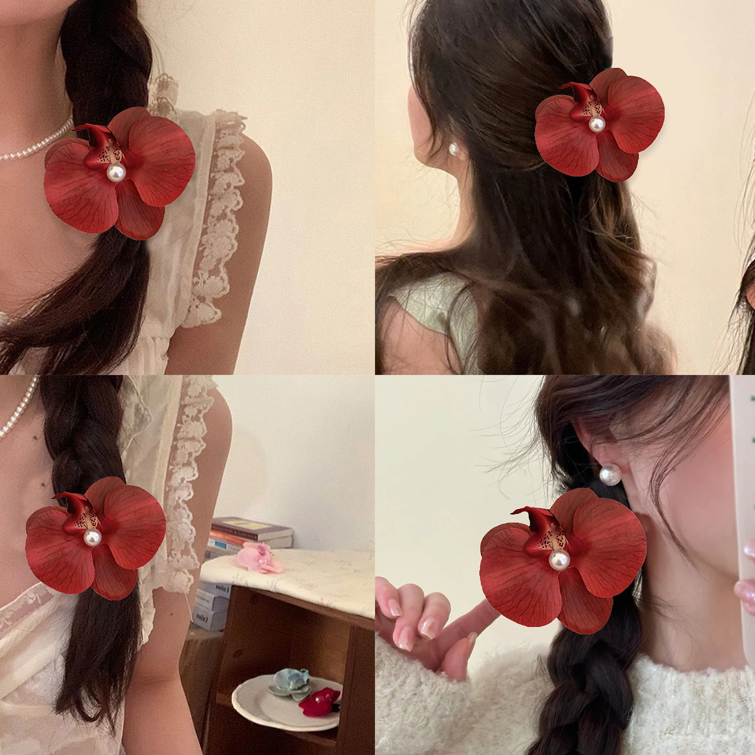 Hair Accessories Flower Hair Clip Hair Ornament Pink Orchid Orchid Hairpin Side Barrettes Headdress Bohemia Barrettes