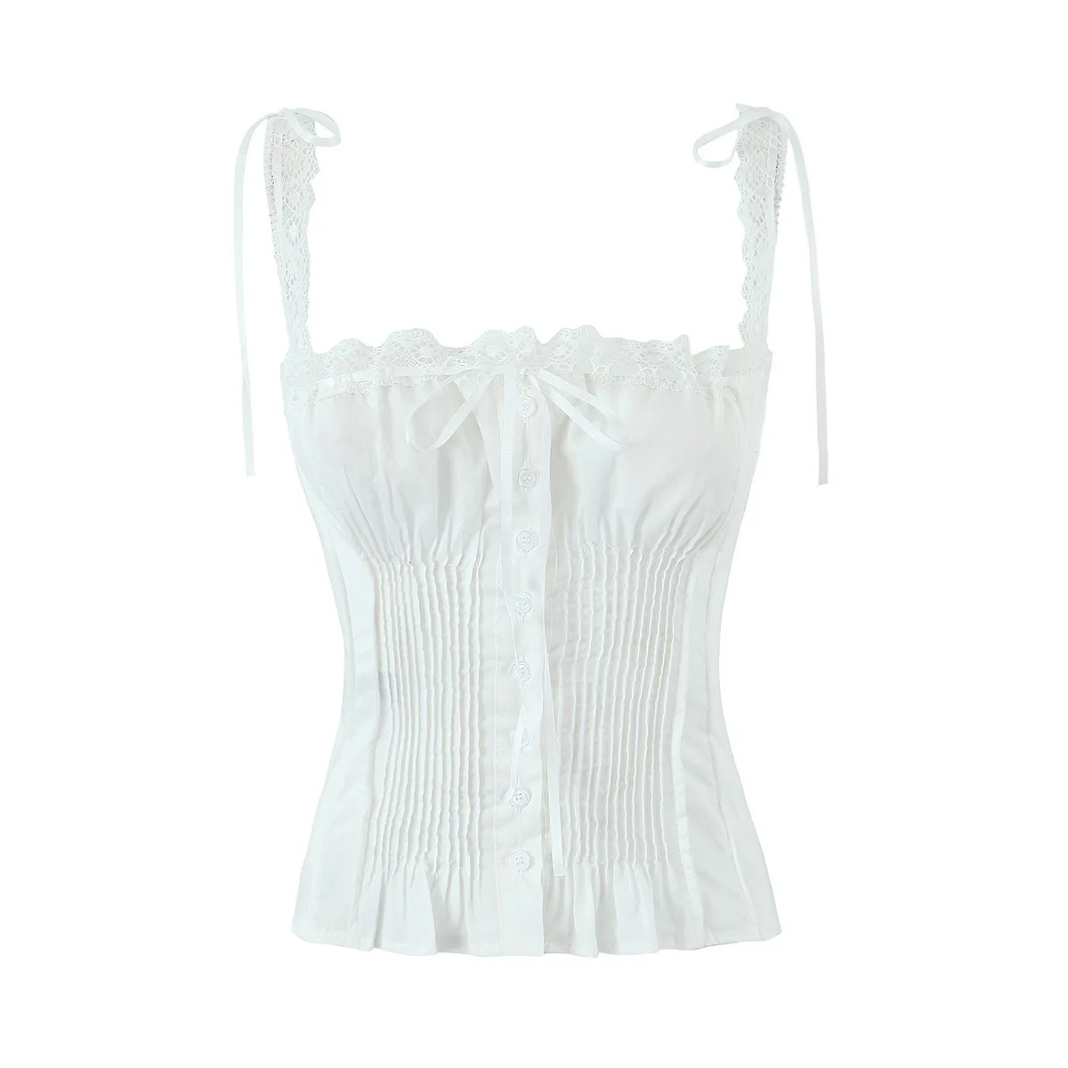 Spring and summer new arrivals: Sweet lace edge, charming cinched waist, slimming halter top bra, French square neck, sexy camis