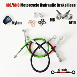 0°~0° Motorcycle Braided Steel Brake Clutch Oil Hoses Line Pipe Colorful Pit Dirt Bike Motocross Street Bikes M8~M10 Optional