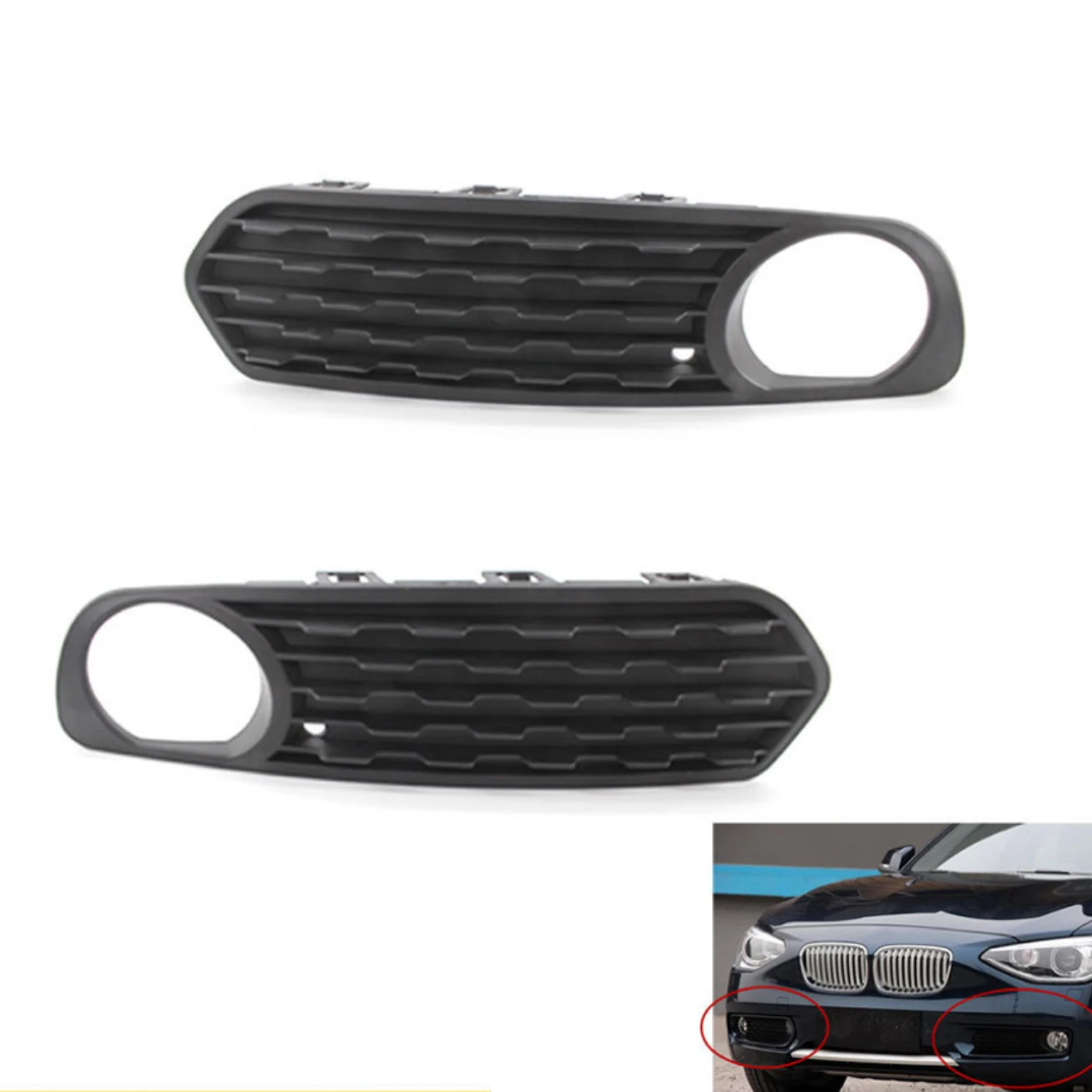 

Car Fog Lights Grill Cover Bumper Lower Grille for BMW 1-Series F20/F21 3 Door & 5 Door 2011 2012 2013 2014 2015 Pre-facelift