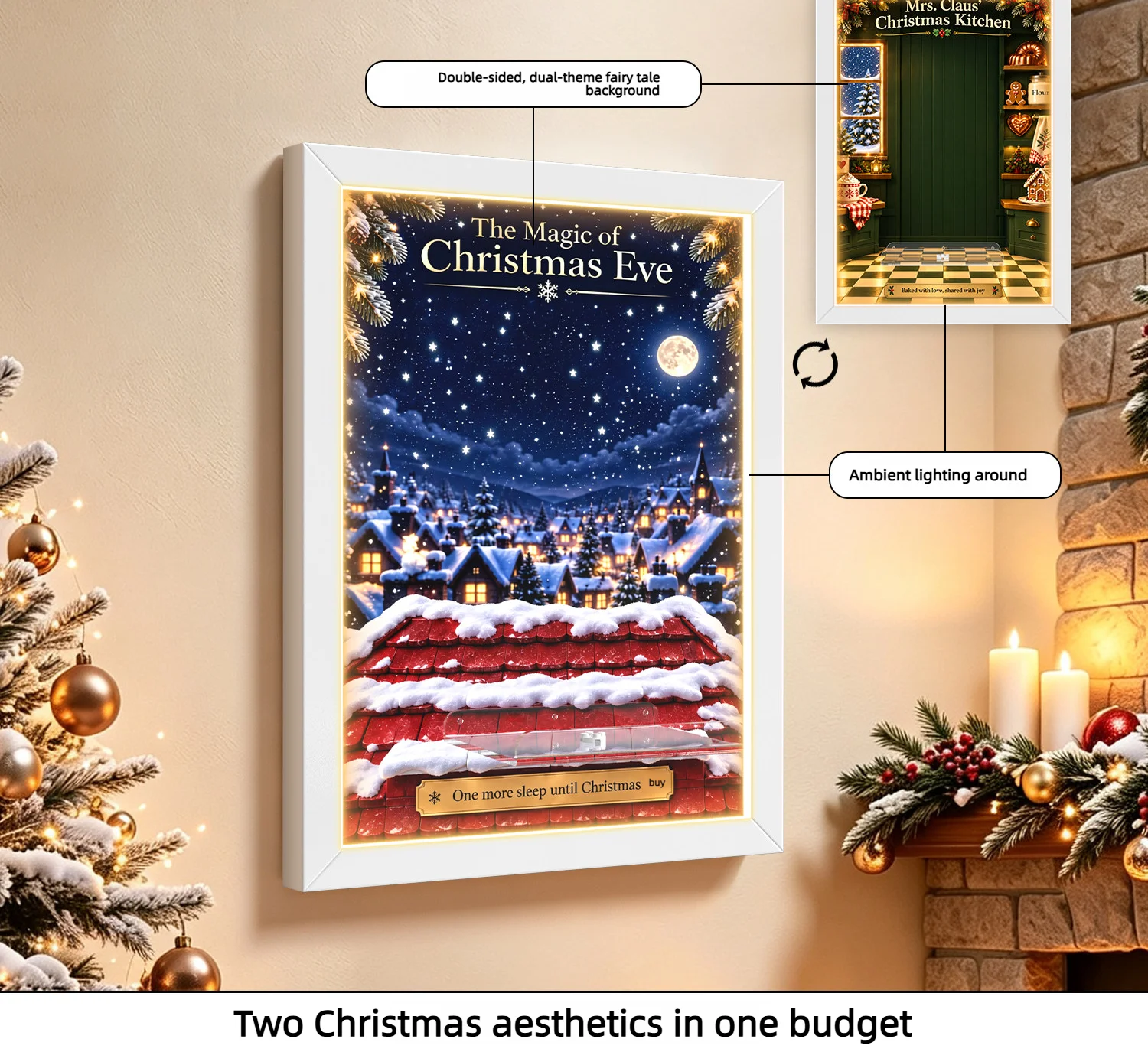 2026 New Suitable for 40874 Santa's Holiday Countdown Building Blocks Wall Mount Display Frame, Christmas Series Display Frame