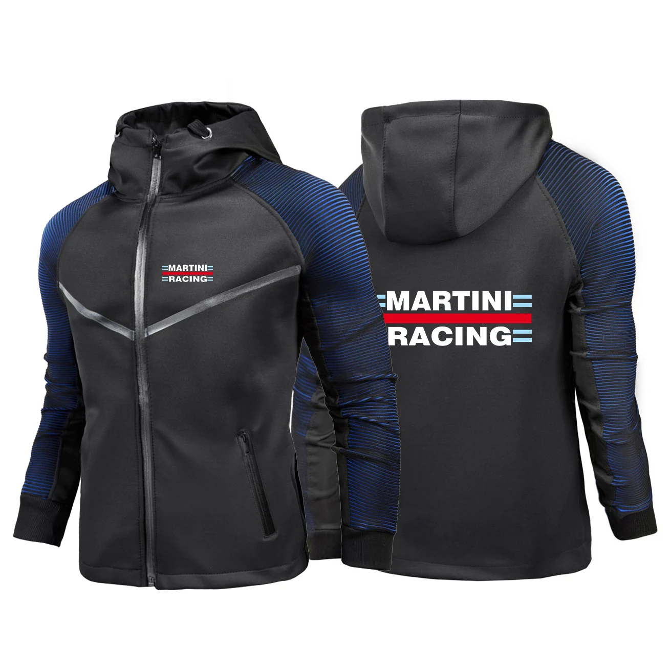 

2023 New Spring Autumn Martini Racing Logo Printed Slim Fit Comfortable Hooded Jackets Men's Casual Zip Gradient Color Outerwear