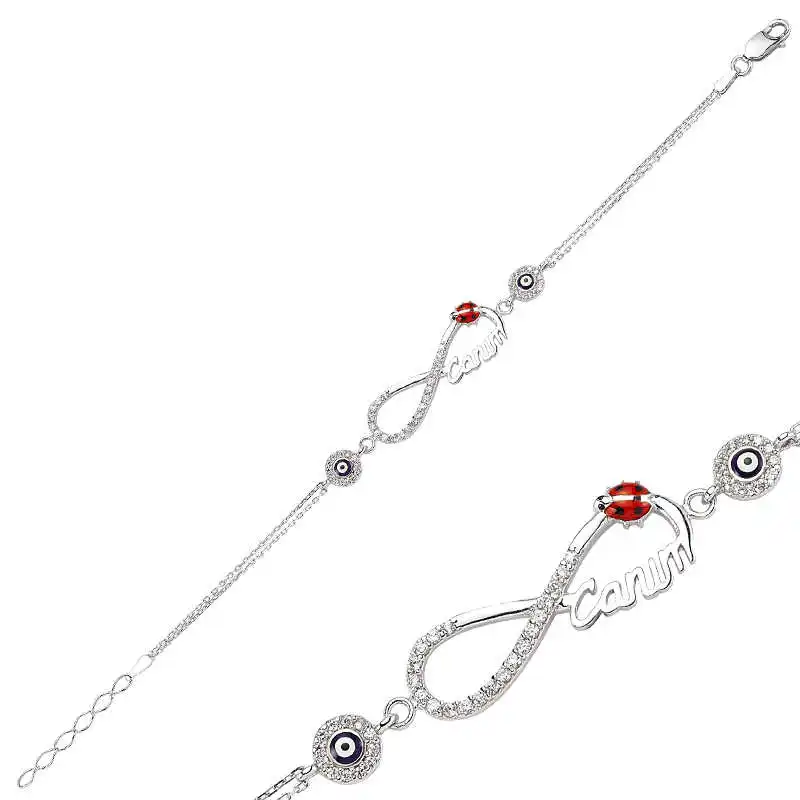 Silver Evil Eye Infinity Ladies Bracelet 925 Sterling Jewelry Wedding Party Birthday Gift - Box -for-Laides-fashion