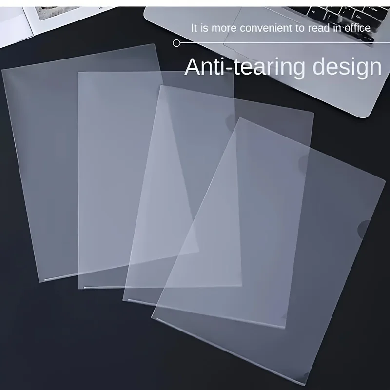 

10 Pcs L-shaped folder plastic PP transparent single-page folder A4 two-page set office document storage and organization
