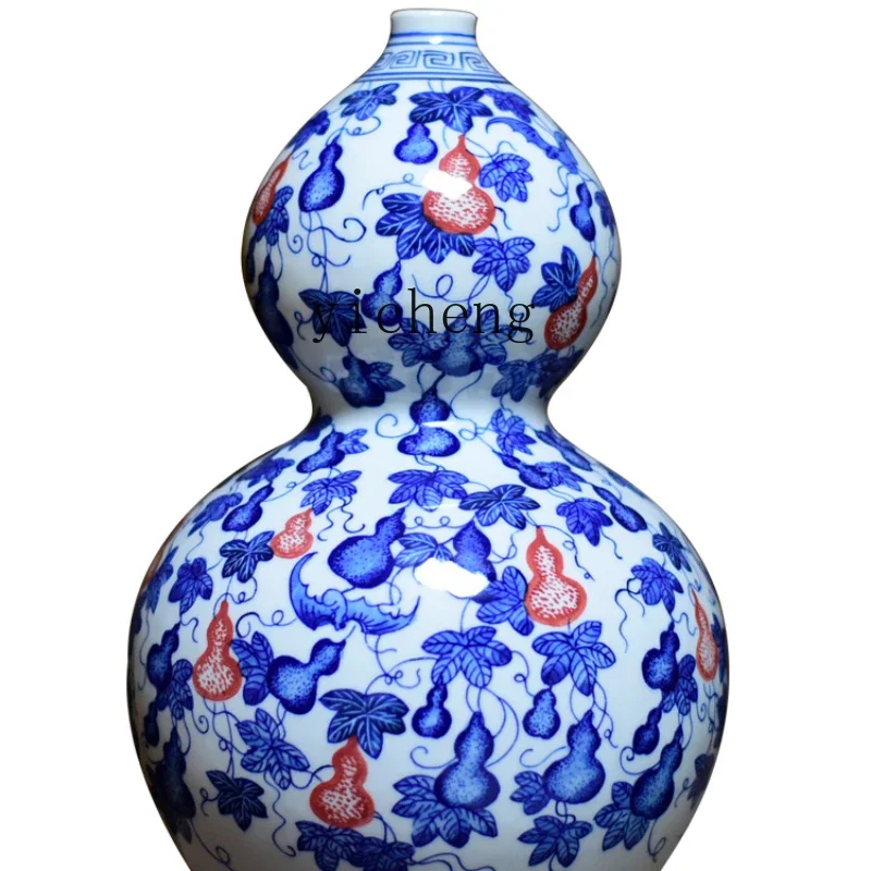 Blue and White Porcelain Vase Home Living Room Entrance Flower Arrangement Decoration Ceramic Ornaments