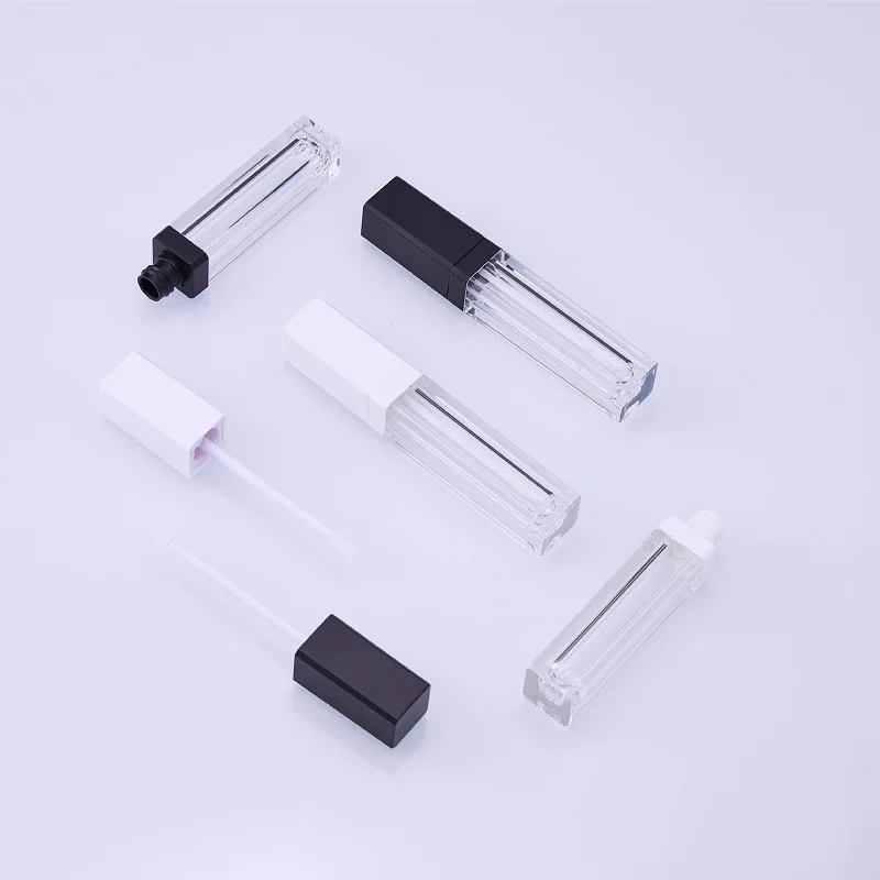 10/25/50Pcs Lip Gloss Containers 7ml Forsted Square Black White Liquid Lipstick Cosmetic Lipgloss Tube Empty Liquid Lipstick