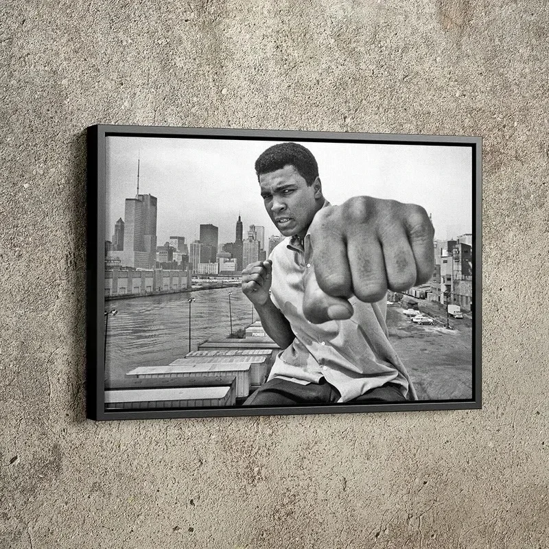 فن جداري كلاسيكي عتيق ، لوحة ملاكمة Mike Tyson Vs Muhammad ، ملصق مطبوع على قماش عالي الدقة ، ديكور غرفة المعيشة وغرف النوم المنزلية