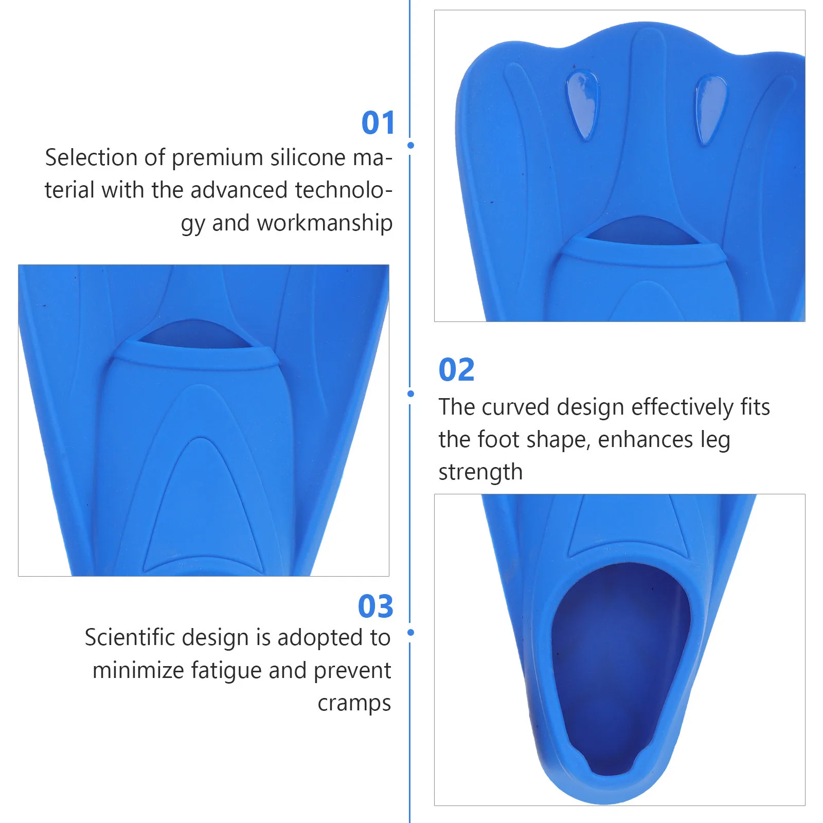 

1Pair Silicone Soft Flexible Training Flippers for Snorkeling Diving Swimming Use Curved Design Open Heel