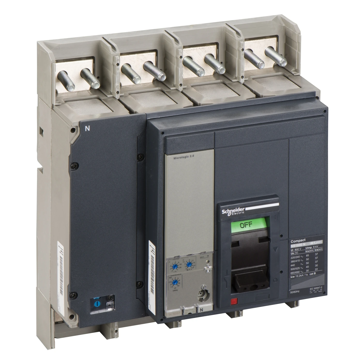 NS NS630b-1600A ComPacT NS1000N 3P 4P 50kA وحدة رحلة ثابتة تعمل يدويًا MicroLogic 2.0A C100N32AFM C100N42AFM