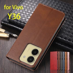카드홀더 홀스터 마그네틱 어트랙션 커버 지갑 케이스, Vivo Y36 / Y 36 5G 용 가죽 케이스