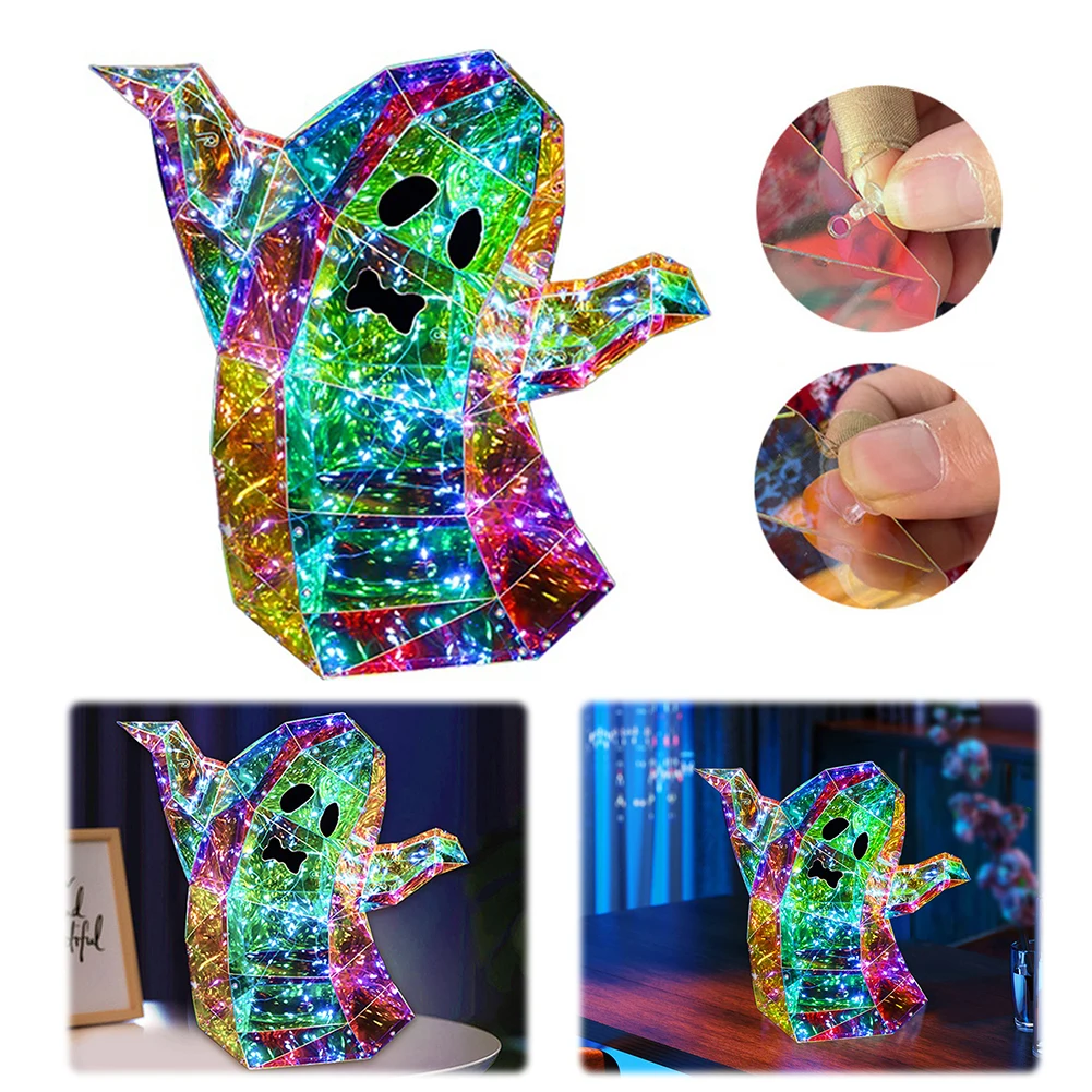 Prismatic LED Ghost Night Light Funny Colorful Ghosts Face LED Light Halloween Cute Glow Ghost LED Light Home Party Decoration